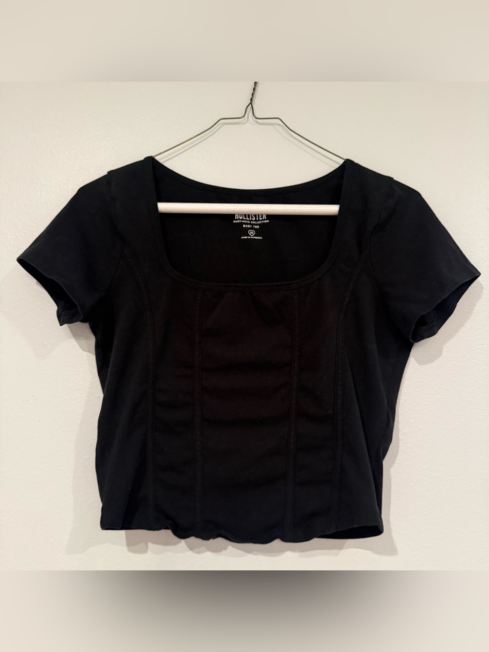 Hollister Black Square Neck Crop Tee